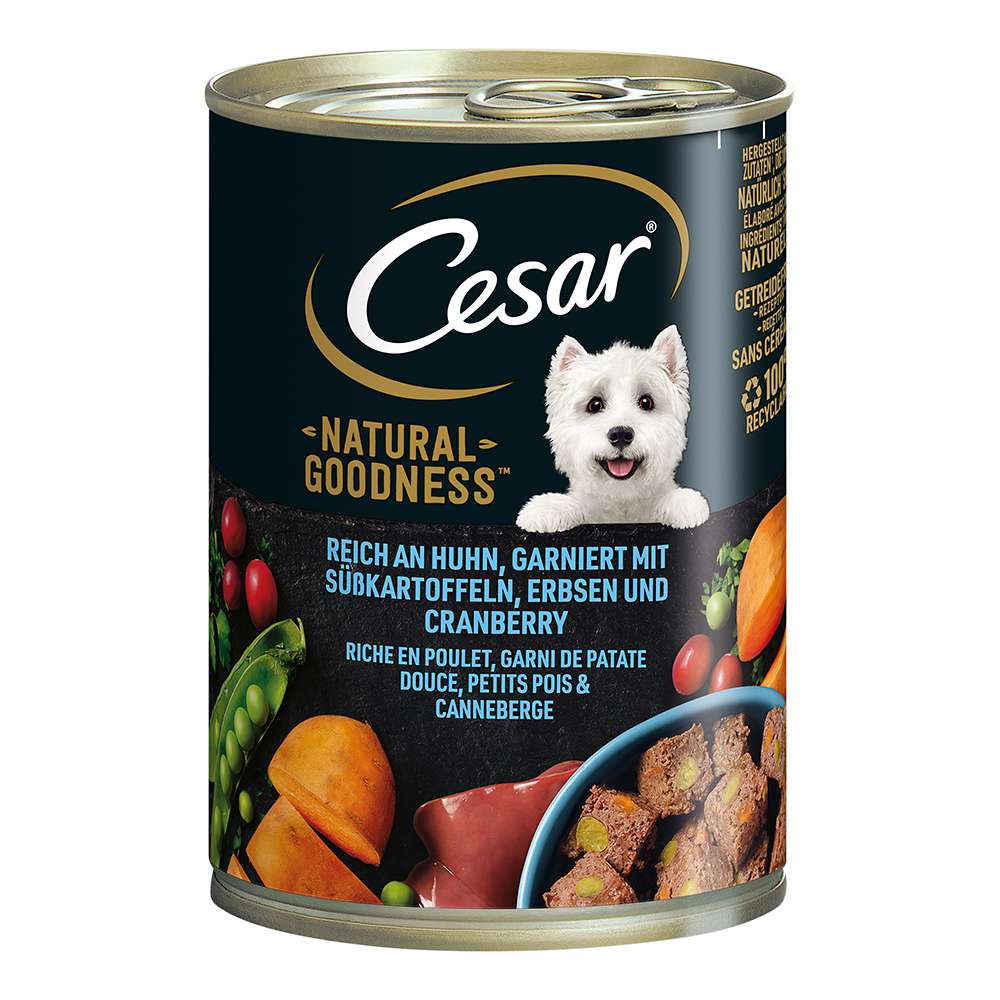 Cesar Natural Goodness Reich an Huhn mit Süßkartoffeln, Erbsen & Cranberry 400g